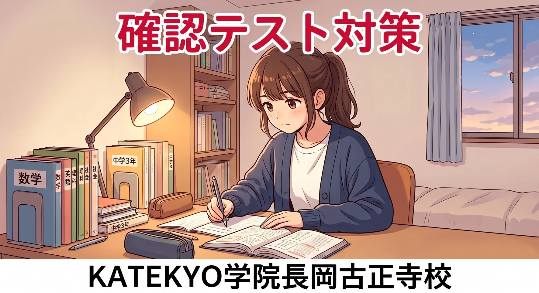 長岡市内の中学3年生が確認テストに向けて学習している様子