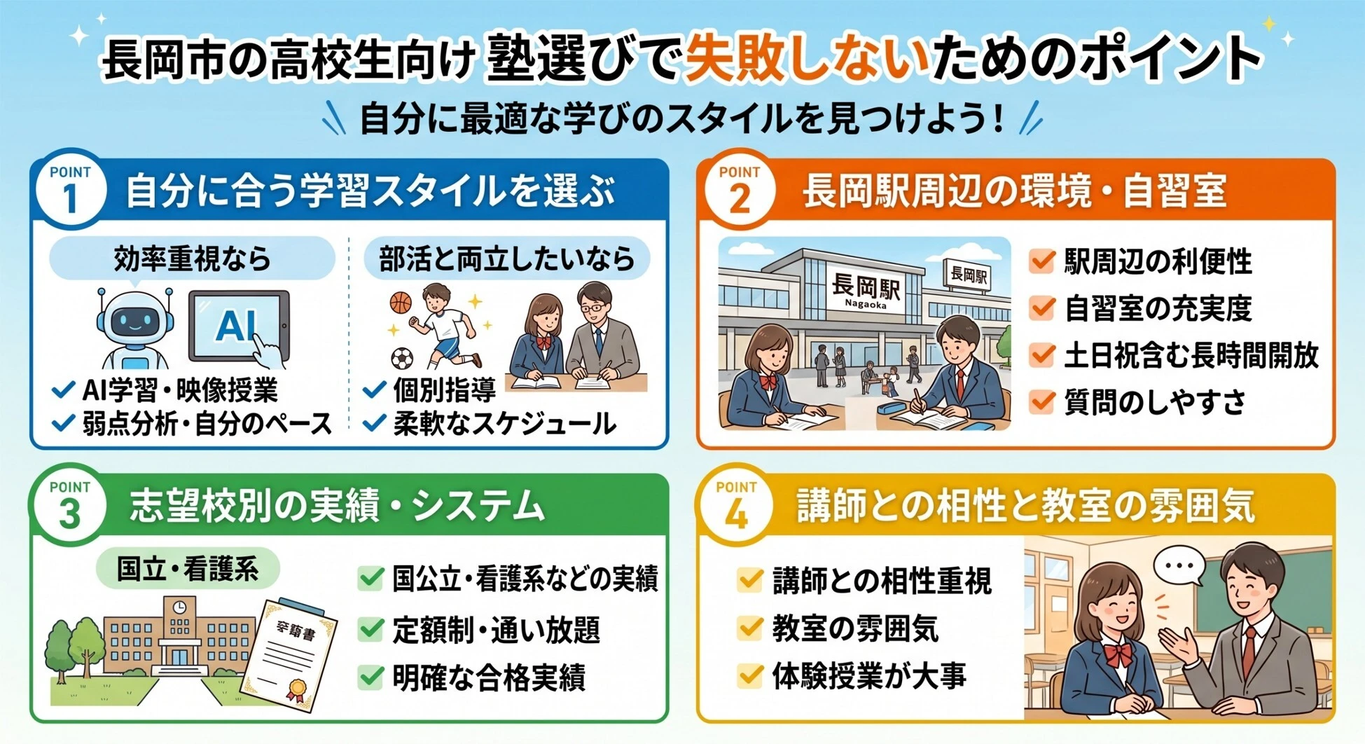長岡市の高校生が学習塾を選ぶ際のポイント