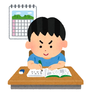 夏休みの宿題をしている男の子